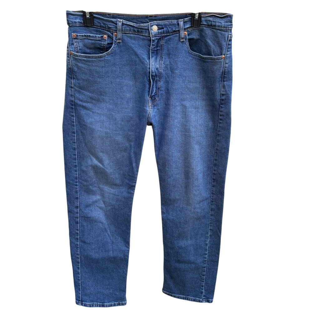 Levis Mens 38x30 505 Regular Fit Jeans Blue Medium Wash Straight Leg Classic
